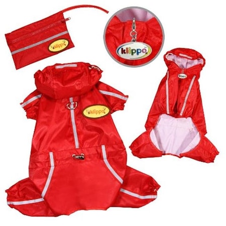 Klippo Pet KJK058MZ Raincoat Bodysuit With Reflective Stripes & Matching Pouch - Medium